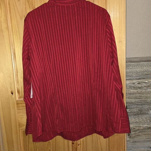 Womens East 5th Red Striped Metallic  Long Sleeve Button Down Fitted Shirt 2XL - Picture 2 of 8